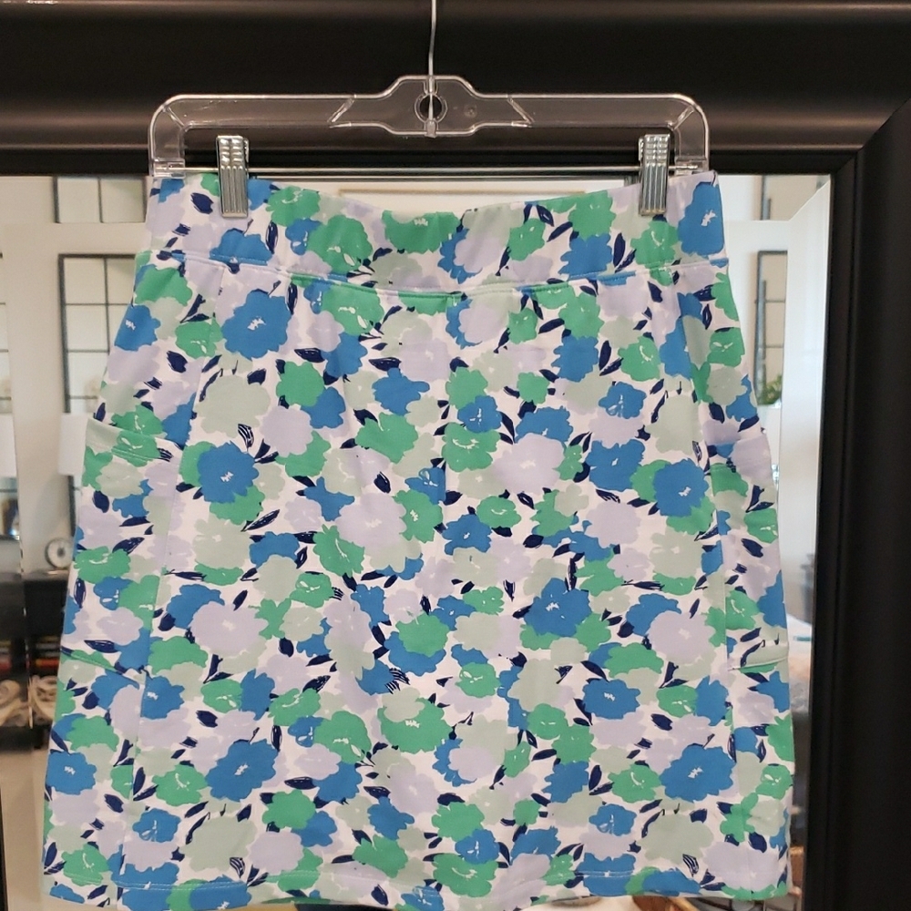 Green and Blue Mini A-Line Skort for Casual Wear